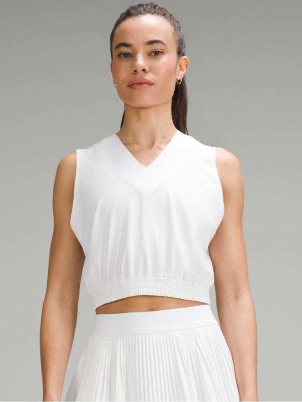 LULULEMON Sleeveless Cropped Tennis Tank Top in White, NWT, size 12